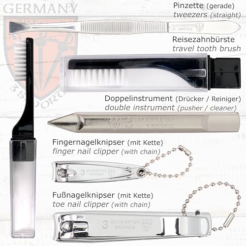 Drei Schwerter Germany 10-Piece Manicure Pedicure Grooming Kit - Brown Leather Case