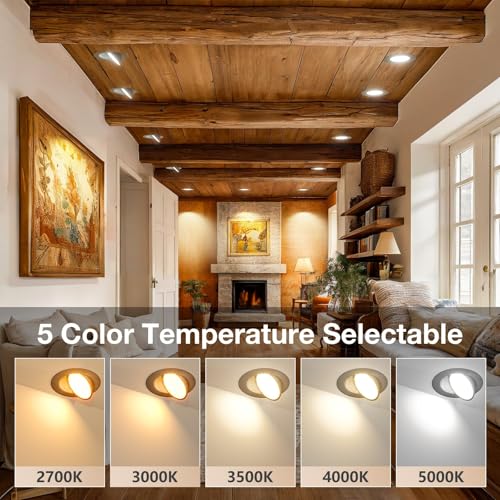 6 Inch Black Gimbal LED Recessed Ceiling Light - Adjustable, 5 CCT