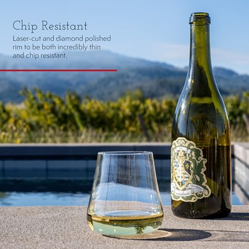 Stemless Crystal Wine Glasses Set of 6 - Universal Drinkware for Wine, Beer & Cocktails