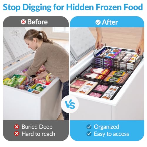 4 Pack Expandable Chest Freezer Organizer Baskets - Stackable Wire Storage