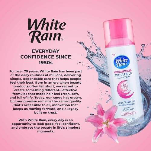 White Rain Hairspray for Women Extra Hold, 4-Pack - Scented, Strong 24-Hour Hold, Humidity & Frizz Control, Fast-Drying, Paraben-Free, Gluten-Free, 7 oz Aerosol Hair Spray for Women