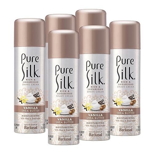Silk Shaving Cream with Shea Butter & Vanilla Scent - Moisturizing, 7.25 oz, Pack of 6