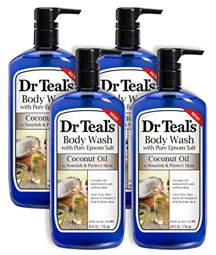 Dr Teal's Coconut Oil Body Wash 4 Pack, 24 Fl Oz Each – Nourishing & Moisturizing