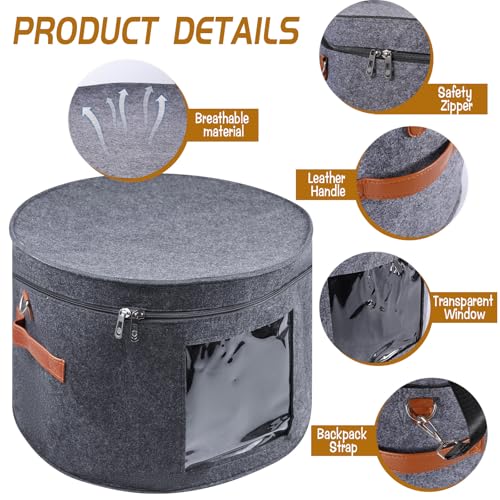 Foldable Wig Storage Box - Medium Grey Travel Case for Multiple Wigs