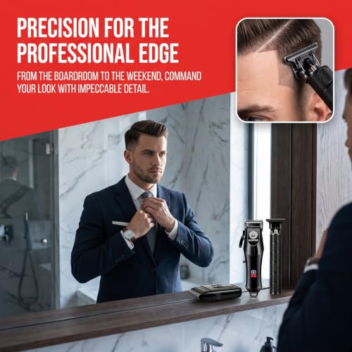 Cordless Hair Clippers for Men with LED Display, Trimmer Set, Professional & Home Use