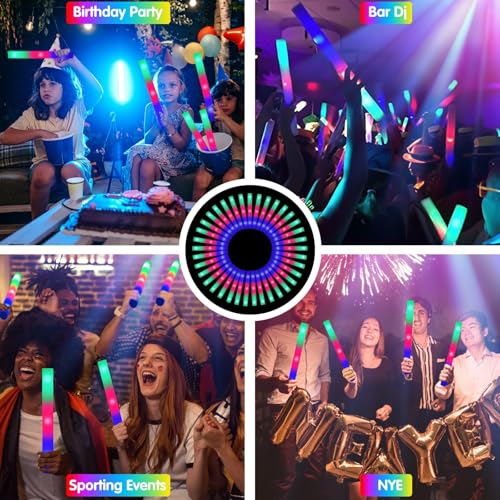 165PCS Foam Glow Sticks Bulk with 3 Light Modes - Party Pack for Weddings, Halloween, New Year