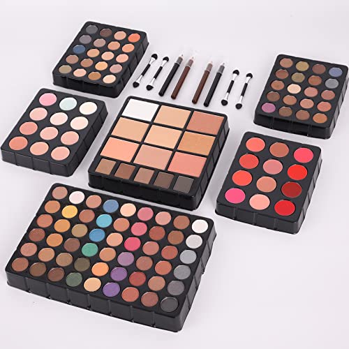 All-in-One Makeup Kit for Women - 132 Colors, Portable Travel Set - Silver (006N2-Silver)