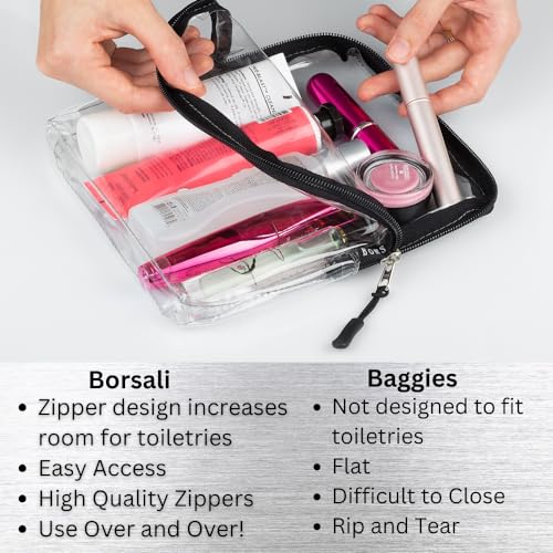 TSA Approved Clear Toiletry Bag Set of Three Colors. Breeze Through Security, Access Items Fast and Organize Travel items by Color