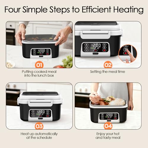 Odopok Cordless Electric Lunch Box 6.3 Cups Self-Heating with 20000mAh Battery - Black & White / 1 Pack