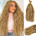 Water Wave Human Hair Extensions 18 Inch Ombre Strawberry Blonde with Highlights - No Weft, 2 Bundles