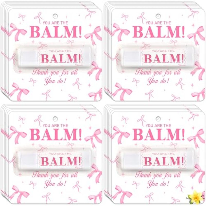 30 Pack Pink Bow Lip Balm Bulk Coquette Bow Thank You Gifts Appreciation Moisturizing Lip Care Set Valentine's Galentine's Day Bachelorette Party Favor for Women Wedding Bridal Spring Supplies