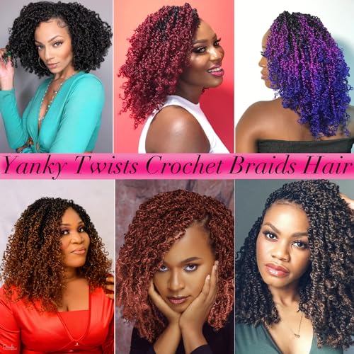 12 Inch Pre-twisted Yanky Twist Crochet Hair - Passion Twist Braids, 8 Packs, Brown & Blonde