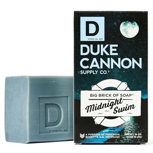 Duke Cannon Big Brick Soap Bar for Men Midnight Swim 10 oz 3 Pack - Long-Lasting Freshness