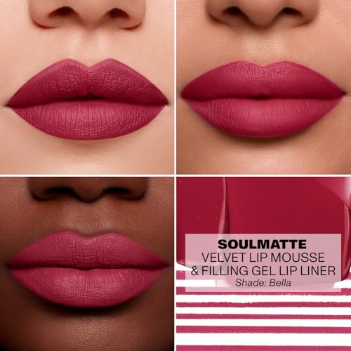 MORPHE Soulmatte Gel Lip Liner - Creamy Lip Pencil with a Matte Formula - Precision Contour Pencil with Sweet Almond & Tea Seed Oil for Long-Lasting Definition - Bella (0.007 oz) (Pack of 2)