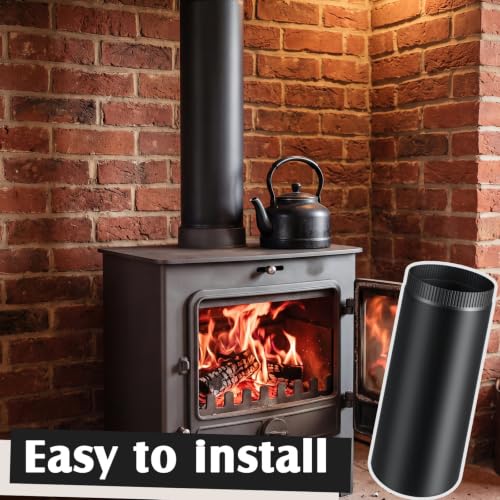 LEIFIDE 1-Piece Black Matte Stove Pipe 8 x 24 Inch Stainless Steel, Model: 1/8 x 24