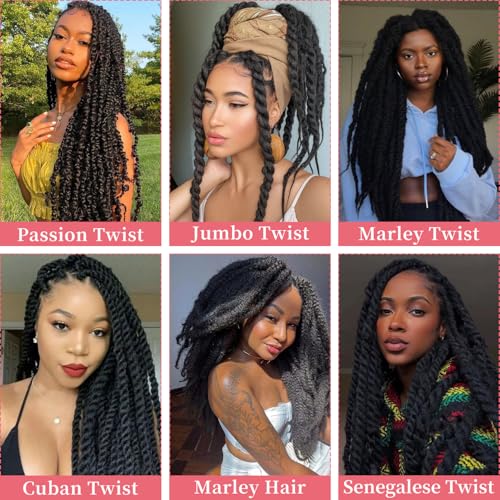 Marley Twist Braiding Hair 24 Inch - 8 Packs Soft Cuban Twist Hair for Black Women (Variation: T27 / 24 Inch)