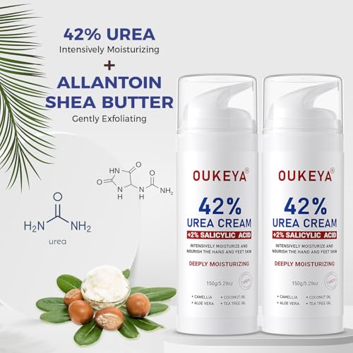 Urea Cream 42% with Salicylic Acid for Dry Rough Skin - 2 Bottles, 5.29 oz Each