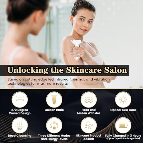 Face Massager, Red Light Therapy for Face and Neck, 3-in-1 Facial Massager Tool, Face Lift Device with Cold & Hot Vibration Technology, Portable Facial Massager for Wrinkles Skin Care, Firming