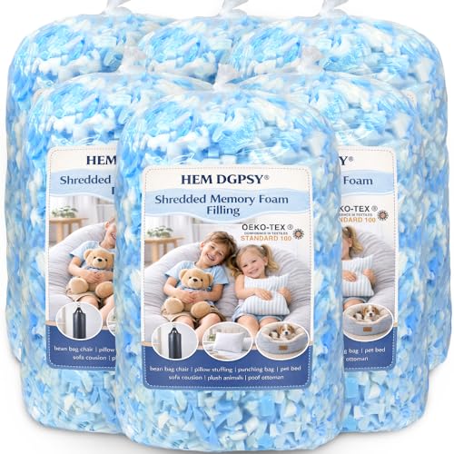 Hem Dgpy 30lb Blue and White Shredded Memory Foam Bean Bag Filler - Soft & Supportive
