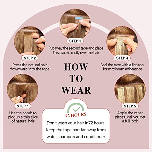 Sunya Tape-in Hair Extensions 12" Balayage Natural Black to Chestnut Brown 40g/pack, 20pcs #P1B/6/T1B
