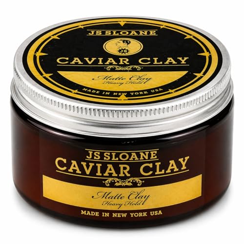 JS Sloane Caviar Clay Matte Hair Styling Paste - Heavy Hold, Natural Finish, Water-Soluble 3.4 oz