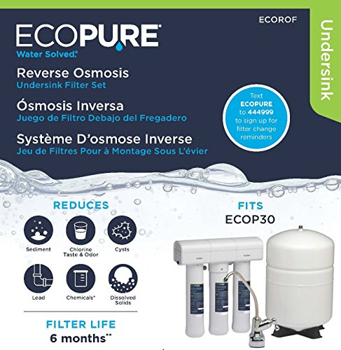 EcoPure Reverse Osmosis Filter Set - Pack of 2 for ECOP30 & Kenmore RO - NSF Certified, 6-Month Replacement