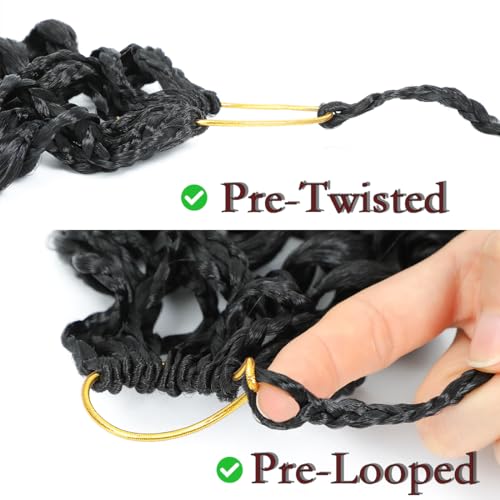 Naniciar Pre Looped Gogo Curl Crochet Hair 14 Inch 8 Packs Short Deep Wave for Women (Variation 1B)