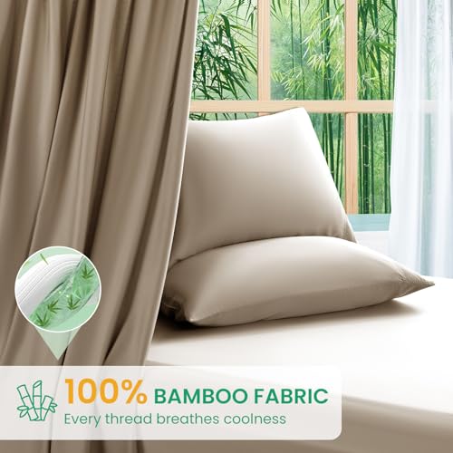 King Size Bamboo Viscose Bed Sheets Set - Simply Taupe, 4 Pieces