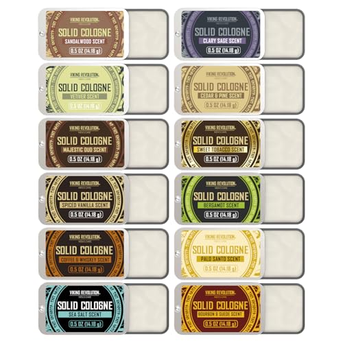Viking Revolution Solid Cologne Set 0.5 oz x12 – Travel Tin, 12 Pack