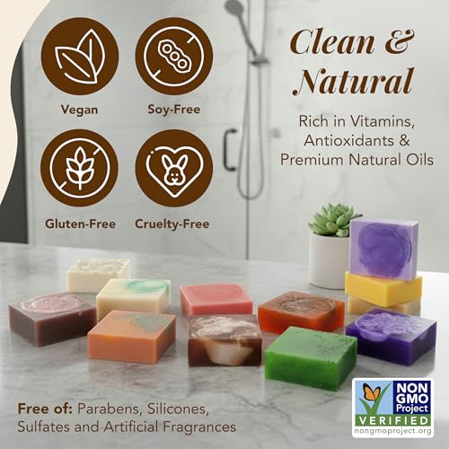 Mini Plant-Based Soap Gift Set - Square Shape, 12 Pack, Nourishing & Moisturizing Bars