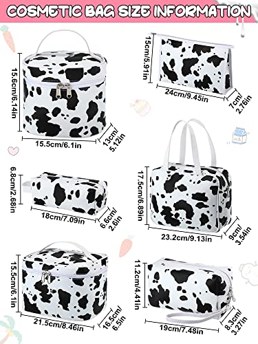 Set of 6 Cow Print Travel Makeup Bags Waterproof Cosmetic Organizer