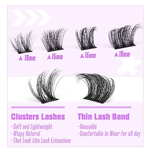 DIY Lash Extension Kit Cluster Lashes Kit Lash Clusters Wispy DIY Eyelash Extensions Lash Bond and Seal D-Curly Individual Lashes by ALICE
