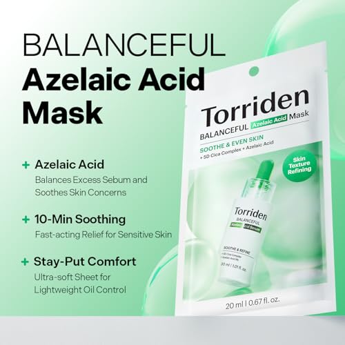 Torriden Azelaic Acid Mask - 10 Sheets for Brightening & Oil Control