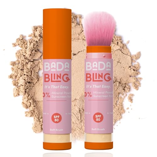 Bada Boom Bada Bling Shimmer Mineral Translucent Sunscreen Powder, Brush on SPF 50 and Sparkles