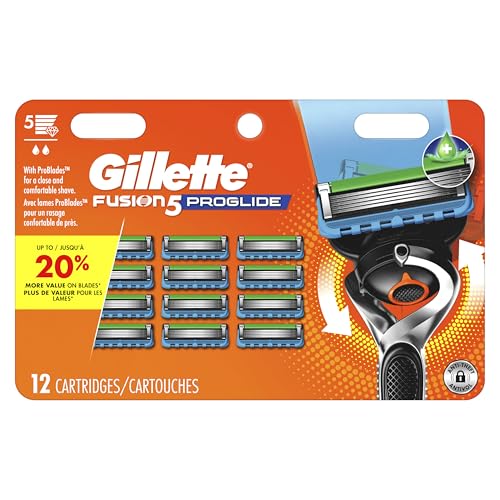 Gillette Fusion5 ProGlide Razor for Men - 12 Blade Refills with Precision Trimmer - Pack of 1