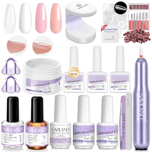 SAVILAND Builder Nail Gel Kit with 19 Pieces & Nail Drill — 4 Colors for Nails