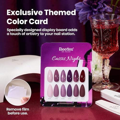 Beetles Purple Gel Nail Polish J - Cassis Night, 15ml HEMA-Free Glitter