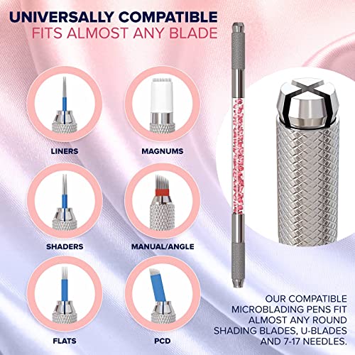 Microblading Supplies 20-Piece Double Sided Manual Pen Kit for Permanent Makeup Supplies | Durable Aluminum Pen With Lock-Pin Tech & Ergonomic Grip | Shape Eye Brows