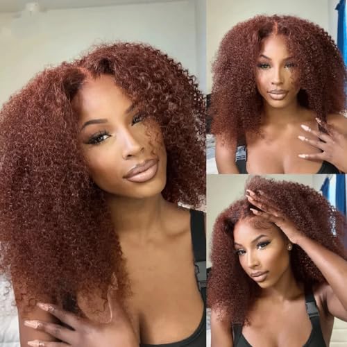 Copper Curly Wave Human Hair Bundles - Color 33, 24-28 Inch, 300g Set - Reddish Brown, Brazilian Virgin Remy