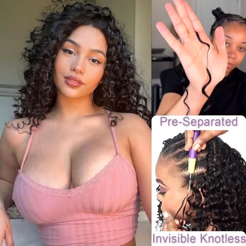 Peliri 20 Inch Feather Crochet Hair Extensions 50 Strands Deep Wave Curly Synthetic Hair for Black Women