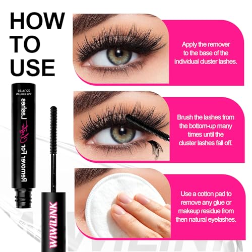 Lash Glue Remover for Lash Extensions Eyelash Extension Remover 5 ML Gentle Eyelash Glue Remover DIY Lash Clusters Remover Mascara Wand Cluster Lashes Removal Gentle Eye Cleanser