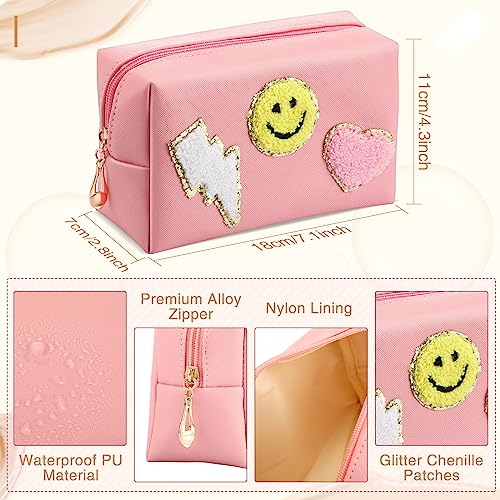 Preppy Makeup Bag Set - 9 PU Leather Cosmetic Bags for Women, Fresh & Classic Variations