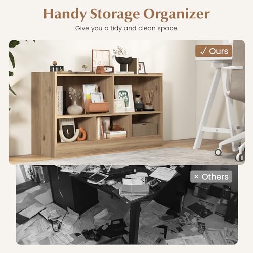 GIANTEX Natural 5-Cube Bookcase Freestanding 2-Tier Open Shelving