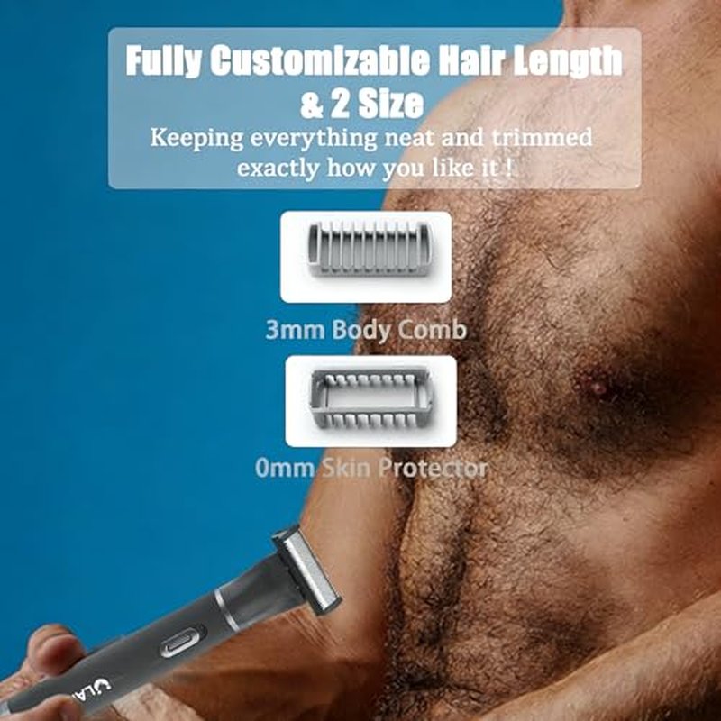 4-in-1 Mens Grooming Kit, 8700RPM Electric Body Hair Trimmer, IPX6 Waterproof Nose Ear Eyebrow Beard Pubic Trimmer for Men, USB-C Fast Charge,with 4 Heads, Travel Portable Groomer