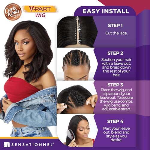 Sensationnel Curls Kinks & Co V-Part Wig-Unit 8 Jet Black Natural Hair