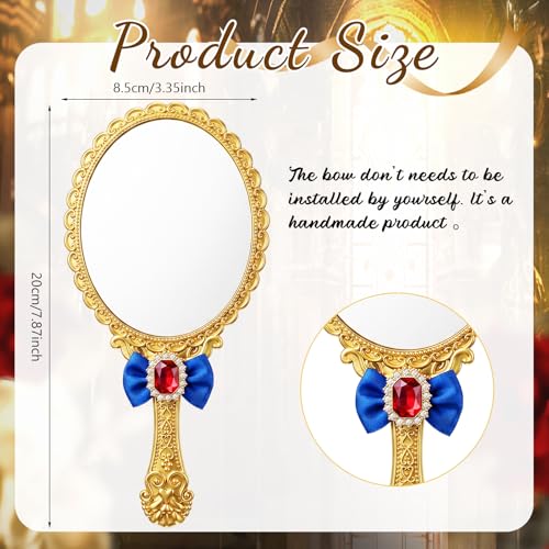 Princess Handheld Mirror Set - Gold Rose Bow, 12 Pcs Elegant Vanity Accessories