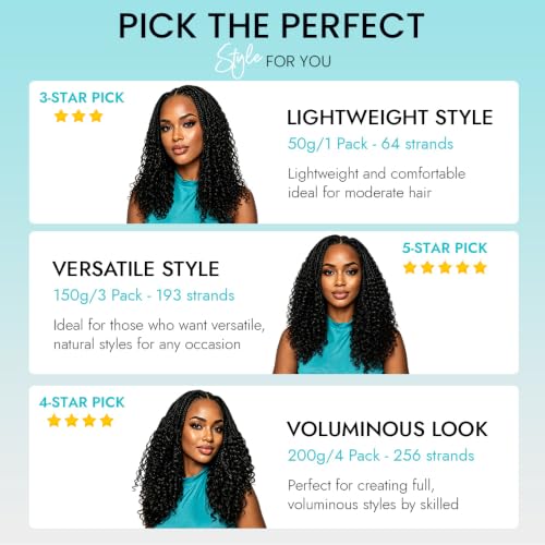 ashimary hair Burmese Curly Crochet Extensions 18in 50g Pre-Looped Knotless Natural Black