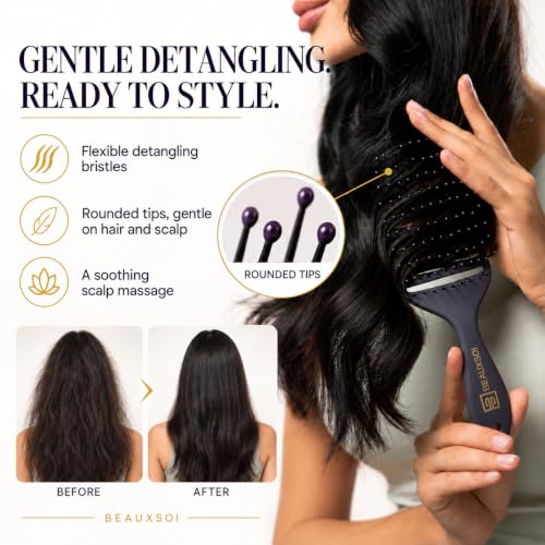 BEAUXSOI Vented Detangling Hair Brush for Wet & Dry Curly, Thick Hair