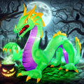 Giant Green 11FT Halloween Inflatable Dragon with LED Lights - Outdoor Yard Decor