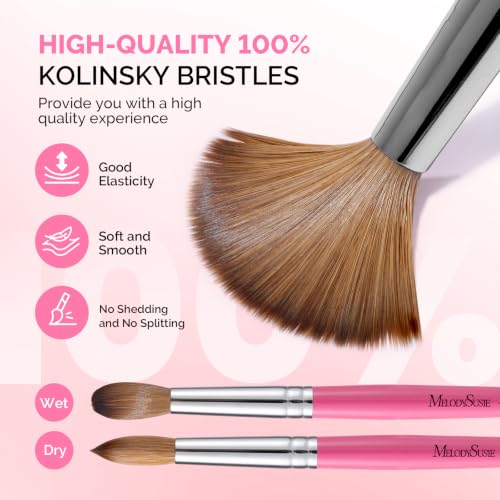 Kolinsky Acrylic Nail Brush - Pink Wooden Handle, Professional Nail Art Tool